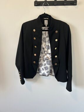 Tristan Black Military-Style Blazer with Gold Buttons